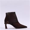 Hispanitas Paris Turn Up Heel Ankle Boot - Brown Suede